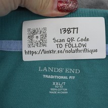 Lands End Shirt Mens XXL Green Polo Short sleeve Wing Collar Button Knit Cotton - £14.17 GBP