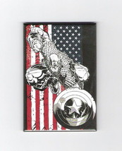 Marvel&#39;s Captain America Figure And Flag Image Refrigerator Magnet, NEW UNUSED - £3.19 GBP