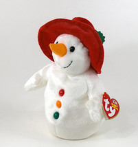 Ty Chillin&#39; Bear White Holiday Beanie Baby Snowman With Colored Buttons ... - £10.22 GBP