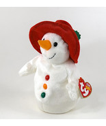 Ty Chillin&#39; Bear White Holiday Beanie Baby Snowman With Colored Buttons ... - £10.22 GBP