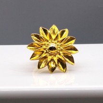 Vintage Floral Scarf Ring, Gold Tone Peony Shawl Slide or Dahlia Flower - £20.11 GBP