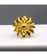 Vintage Floral Scarf Ring, Gold Tone Peony Shawl Slide or Dahlia Flower - £19.67 GBP