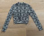 BuffBunny Knotty &amp; Nice Crop Top Hustle Print Black White Long Sleeves S... - $34.99