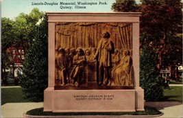 Lincoln Douglas Memorial Washington Park Quincy Illinois Postcard Unposted - $10.00