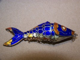 Vintage Cloisonne Enamel Fish Koi Articulated 2 3/4&quot; - $18.00