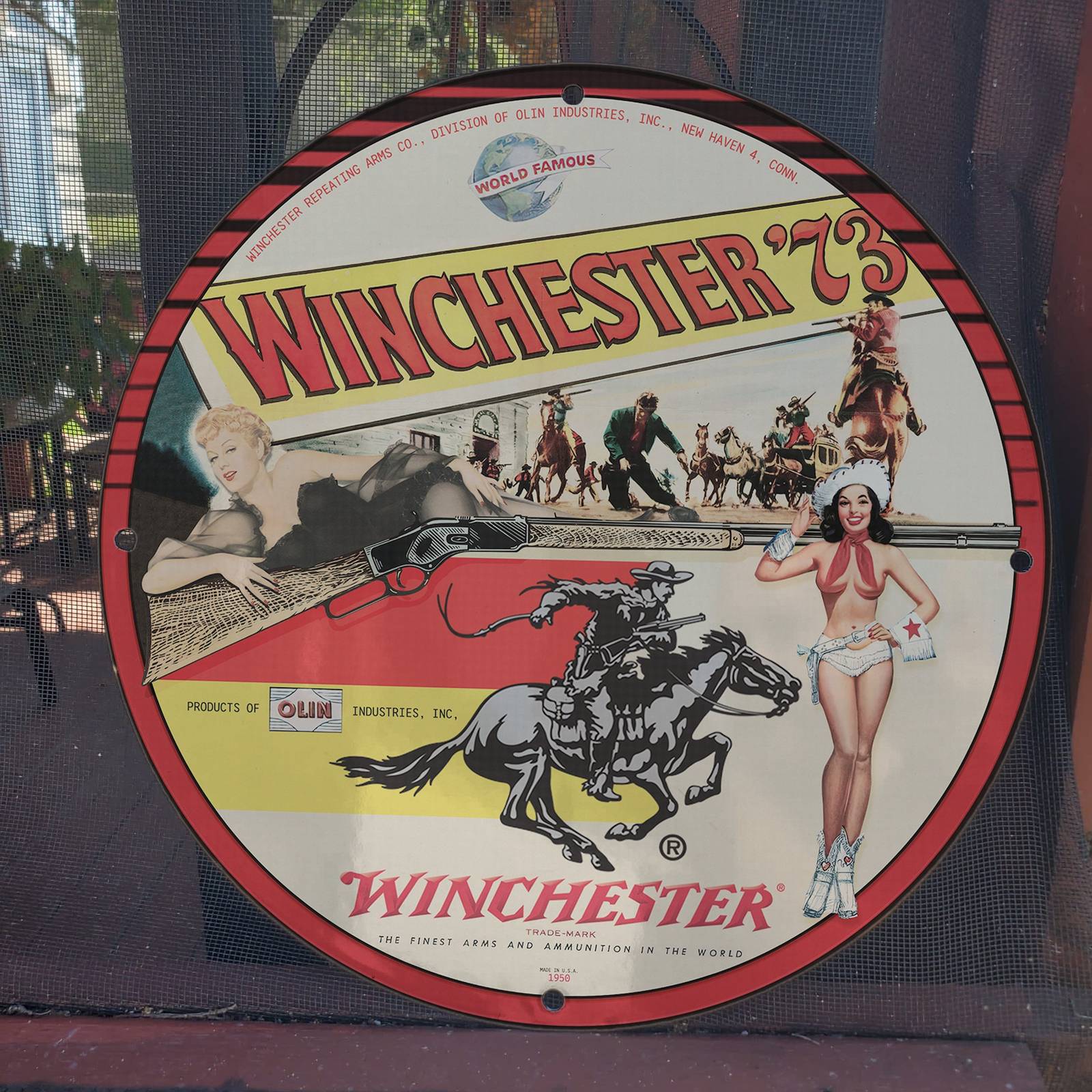 1950 Vintage Style Winchester Arms And Ammunition Fantasy Porcelain Enamel Sign - $125.00