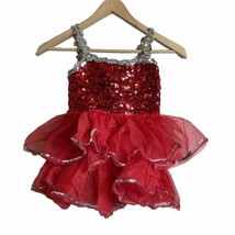 Vintage Girls Small Size 6 Dress Costume Red Silver Sequin Tulle Pageant... - $67.71