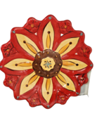 Carynthum Salad Dessert Plates 8” Set Of 2  Pier 1 Flower Red Green Retired - $18.80