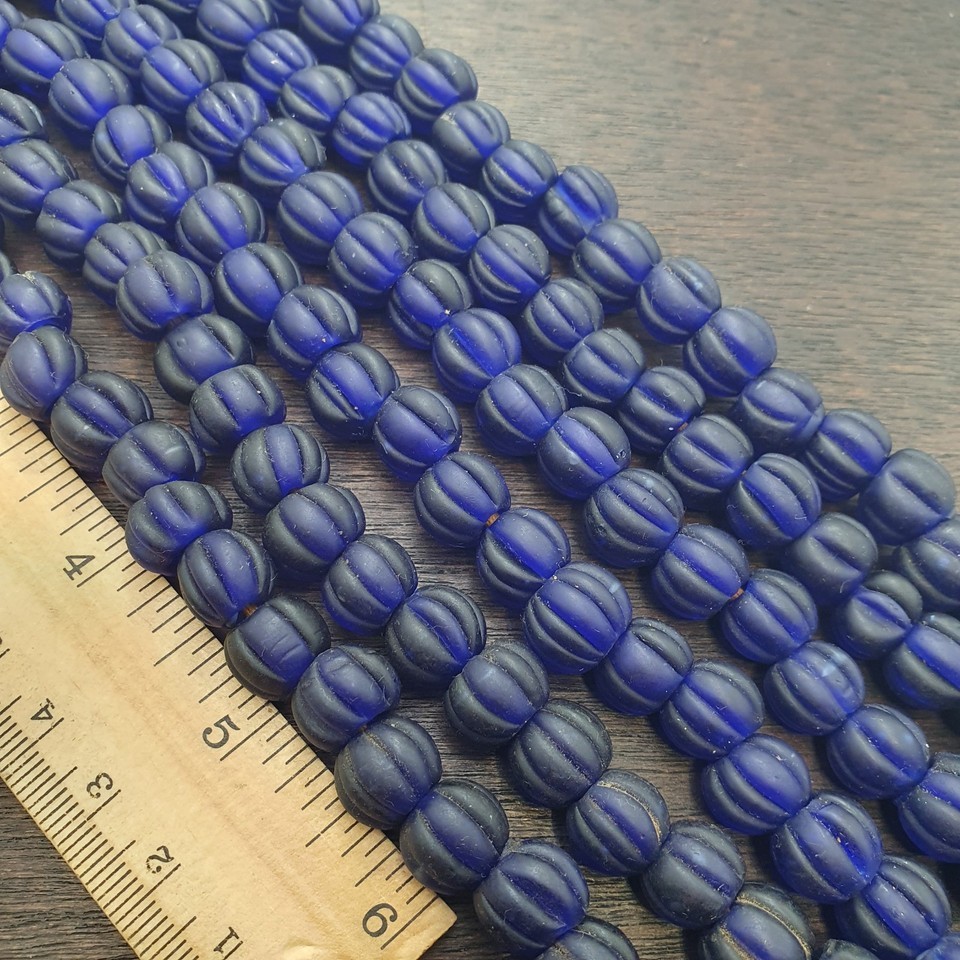 BELLE PLAGE DE PERLES ANCIENNES AFRICAINES bleu cobalt vintage Item image 4