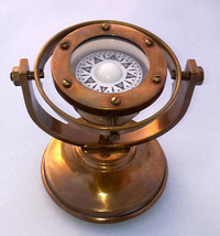 NauticalMart Antique Collectible Brass Nautical Ship&#39;s Gimballed Compass  - $45.00