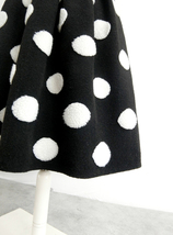 Women Winter Polka Dot Holiday Skirt A-line Black Wool-blend Pleated Skirt Plus  image 4