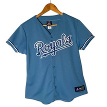 Majestic Kansas City Royals Jersey MLB Baseball Button Up Blue Womens Si... - $21.78