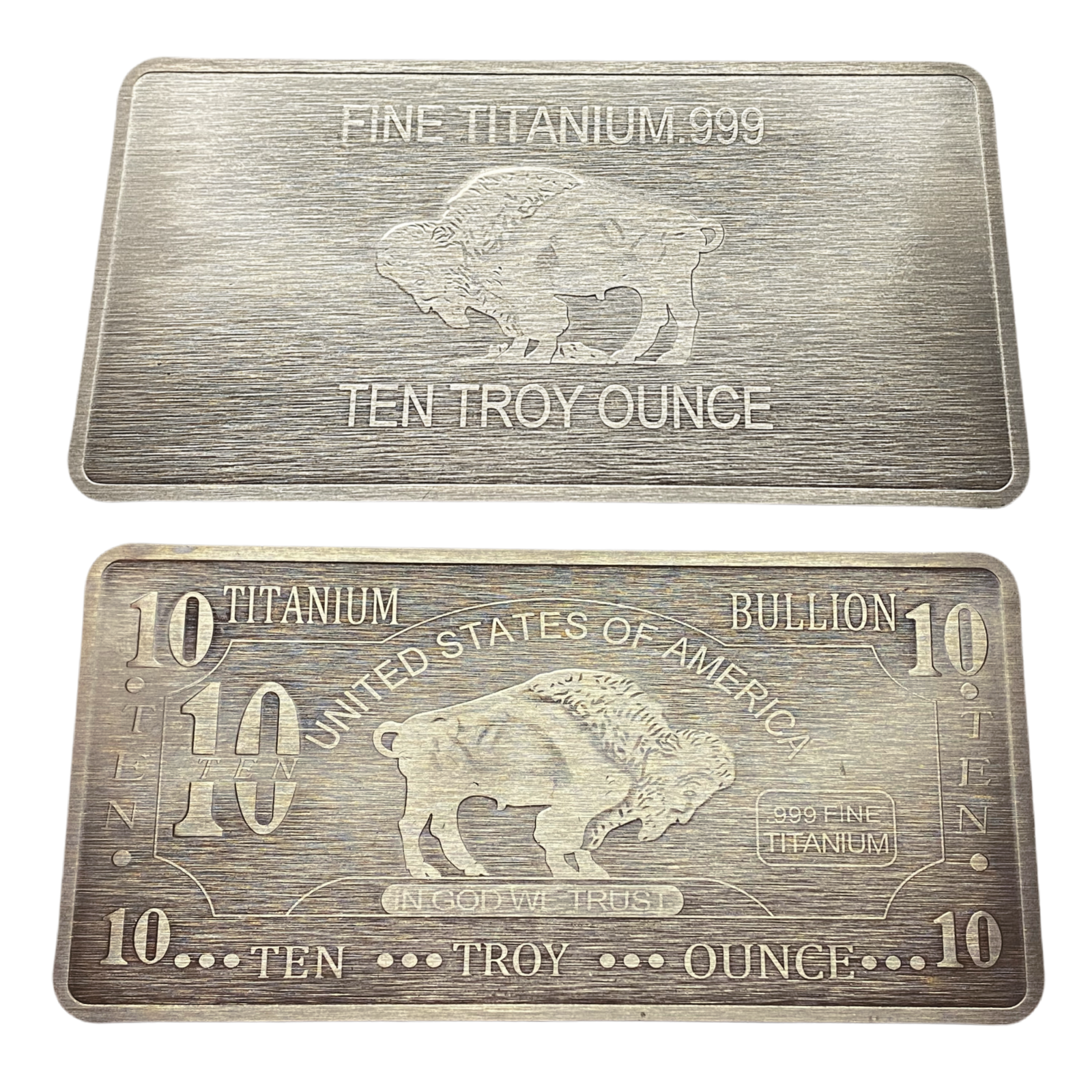 10 TEN TROY OUNCES OZ 999 Pure SOLID TITANIUM Precious Buffalo Bar INGOT Bullion