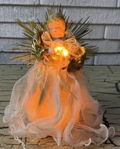 VTG Celebrations Christmas Holiday Angel Tree Topper Light Decor White G... - £14.93 GBP