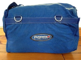 Vtg 90s Pepsi Cola Logo Large Blue Nylon Duffle Gym Carry On Beach Shoulder Bag - £29.31 GBP