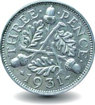 Silver Threepence Coin - £19.95 GBP