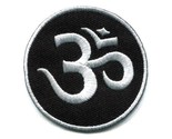 OHM IRON ON PATCH 2.25&quot; Hindu Om Aum Embroidered Applique Black White In... - £3.08 GBP