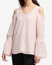DKNY Womens Cold Shoulder V Neck Pullover Top Large - £70.52 GBP