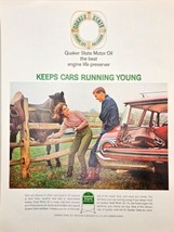 QUAKER STATE Motor Oil - Engine Life Preserver - Horses-1964 Vintage Pri... - $11.74