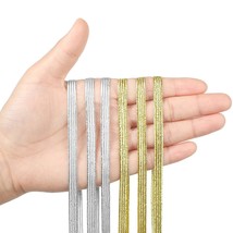 2 Rolls Silver And Gold Elastic Bands For Sewing 1/4 Inch 6 Mm By 20 Yard Braide - £15.70 GBP