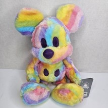 Rare Disney Parks Mickey Mouse Rainbow Pastel Tie Dye Plush 15&quot; New With Tag - £38.68 GBP