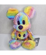 RARE Disney Parks Mickey Mouse Rainbow Pastel Tie Dye Plush 15&quot; NEW WITH... - £37.90 GBP