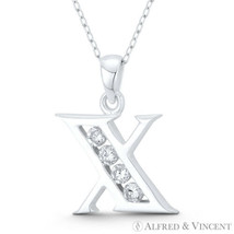 Initial Letter &quot;X&quot; 25x20mm (1x0.8in) Charm CZ Pendant in .925 Sterling Silver - £21.86 GBP+