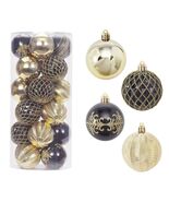 RoseCraft 60mm Hand-Printed Christmas Ball Ornaments Set 24PCS Black/Gold - $421.93 MXN