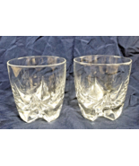 Pair Double Old Fashion Glass w/Tear Drop Cut Corners &amp; Cross Bottom 7 o... - $13.61 CAD