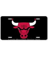 Chicago Bulls Logo Inspired Art on Black FLAT Aluminum Novelty License T... - £14.21 GBP