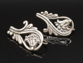 MEXICO 925 Silver - Vintage Open Beaded Swirl Screw Back Earrings - EG11763 - $79.46