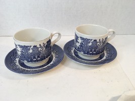 2 Blue Willow Cup and Saucer Set By Churchill England - £11.80 GBP