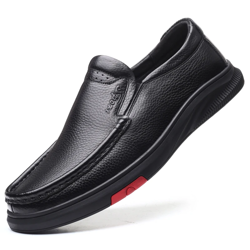 Men&#39;s Genuine Leather shoes 38-44 Anti-slip Rubber Outsole Loafers Soft ... - £54.24 GBP