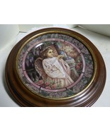 Bradford Exc. &quot;CHARITY&quot; 1993 Gardens of Innocence Angel Plate w/ Wooden ... - £46.72 GBP