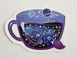 Tea Cup with Space Tea Planets Stars Multicolor Sticker Decal Cool Embel... - $3.22