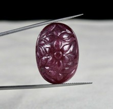 Natural Ruby Carved Oval 26 mm 45.57 Carats Loose Gemstone For Pendant RIng - £390.15 GBP
