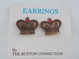 The Button Collection Crown Shaped Earrings Vintage Look Fashion Jewelry Post - £18.07 GBP