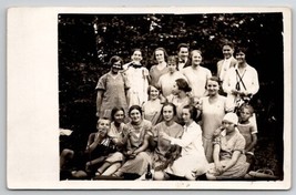 RPPC Group Of Women Polka-Dot Dresses Gents And Children Real Photo Postcard L26 - £6.15 GBP