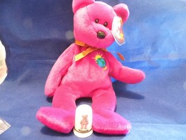 Ty Beanie Bear &quot;Millennium&quot;  and Fine Bone China Thimble - £22.01 GBP