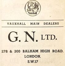 1954 G.N LTD Vauhall London Car Dealership Advertisement Automobilia E89G2 - €8,64 EUR