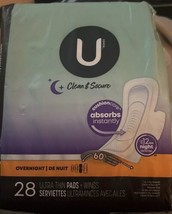 U by Kotex Clean &amp; Secure Overnight Ultra Thin Pads 28ct - £11.78 GBP