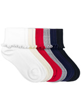 Jefferies Socks Girls School Uniform Seamless Ruffle Lace Cuff Crew Casual Socks - £13.62 GBP