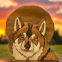 Vtg Wolf Multi Wood Intarsia Jigsaw Pieced Art Plaque  Signed Uncle John 1993 - £31.53 GBP