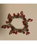Vintage Red Hat Society Bracelet Stretch Red Beads Red Enamel Hat Charms  - $32.42 CAD
