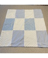 Kyle &amp; Deena Blue White Baby Blanket Minky Squares Stars Dots Stripes Lovey - $351.08 MXN