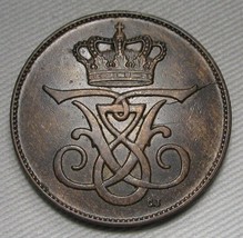 1907 Denmark 5 Ore Major Die Cracks XF Coin AE570 - £34.75 GBP