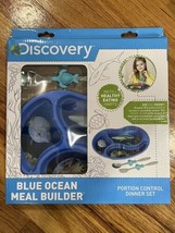 Discovery Kids Blue Ocean Meal Builder Plate, Fork, Spoon Set Shark Turt... - $19.75