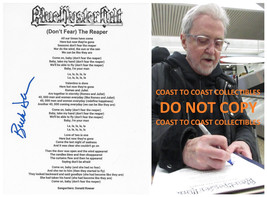 Buck Dharma Signed Blue Oyster Cult Dont Fear The Reaper Lyrics Sheet COA Proof. - £116.76 GBP