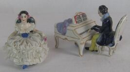 Antique Dresden Lace Porcelain Figurines Piano Player Woman Dancer 3Pcs ... - $40.00