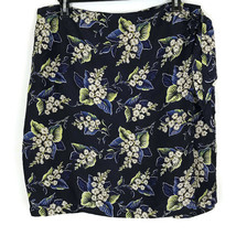 The Avenue Skirt Size 22 Blue Floral Faux Wrap 100% Silk Lined Casual or... - $18.54